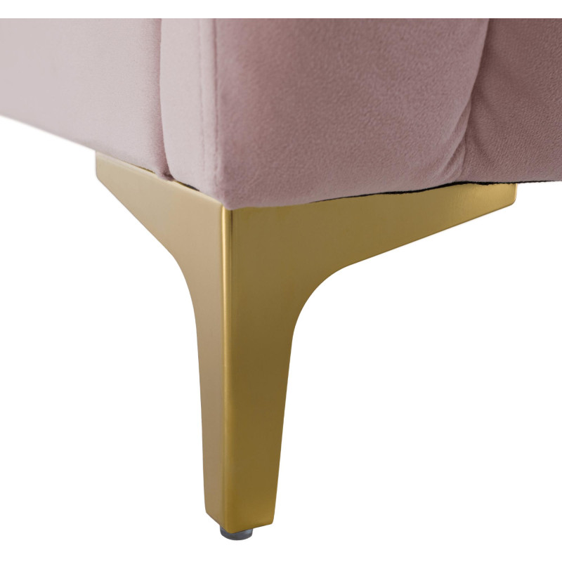 Čalouněná postel 140x200 KAISA růžová Velvet se zlatými nohami