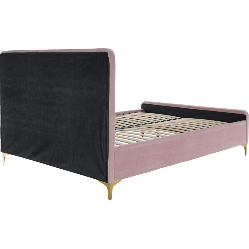Čalouněná postel 140x200 KAISA růžová Velvet se zlatými nohami