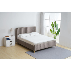 Čalouněná postel KAISA 140x200, šedohnědá Velvet / zlatý chrom