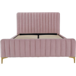 Čalouněná postel 160x200 KAISA růžová Velvet se zlatými nohami