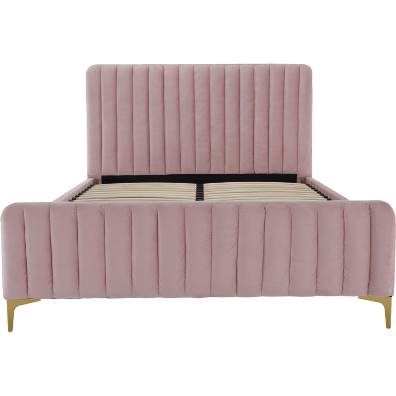 Čalouněná postel 160x200 KAISA růžová Velvet se zlatými nohami