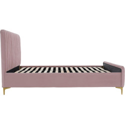 Čalouněná postel 160x200 KAISA růžová Velvet se zlatými nohami