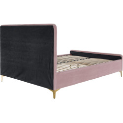 Čalouněná postel 160x200 KAISA růžová Velvet se zlatými nohami