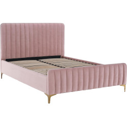 Čalouněná postel 160x200 KAISA růžová Velvet se zlatými nohami