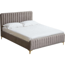 Čalouněná postel 160x200 KAISA šedohnědá Velvet se zlatými nohami