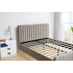 Čalouněná postel KAISA 160x200, šedohnědá Velvet / zlatý chrom