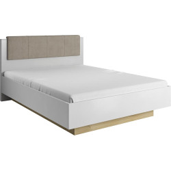Postel s úložným prostorem, bílá/dub grandson/bílý lesk, CITY