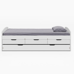 Postel s výsuvnou přistýlkou, 90x200, bílá, masiv, MARINELLA NEW