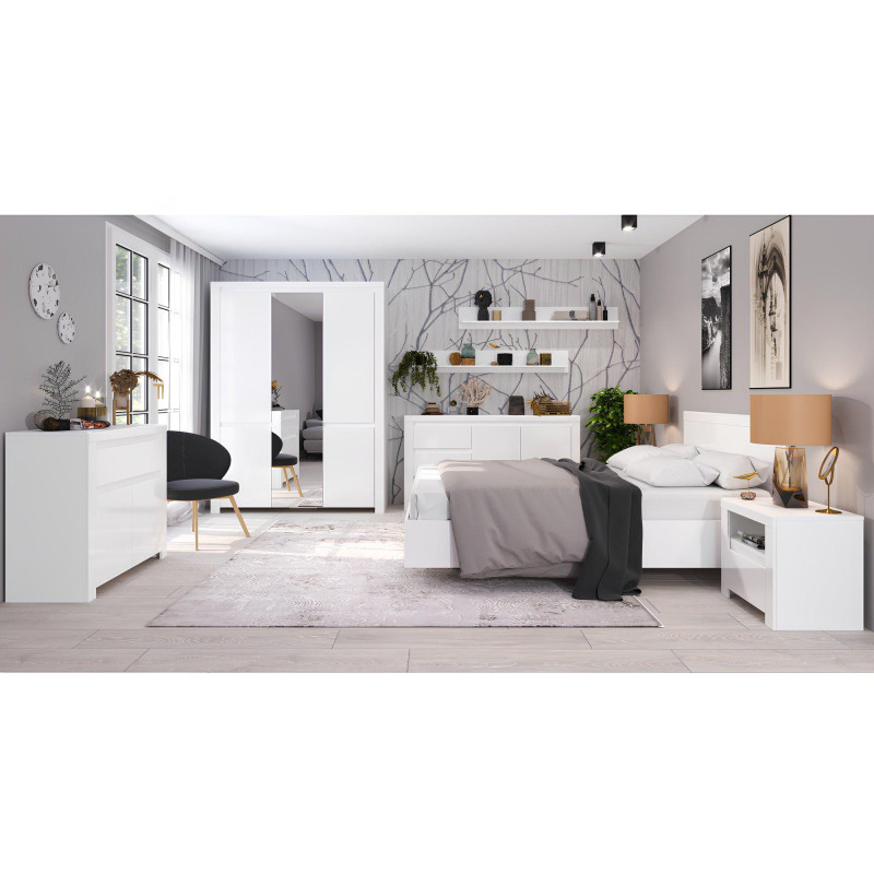 Manželská postel, 160x200, bílá, LINDY