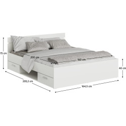 Postel MICHIGAN NEW 160x200 bílá s úložným prostorem