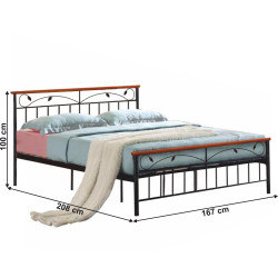 Postel s lamelovým roštem, třešeň/kov, 160x200, MORENA NEW