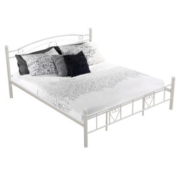 Postel kovová s lamelovým roštem, 180x200, bílá, BRITA NEW
