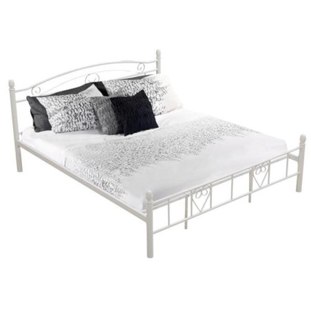 Postel kovová s lamelovým roštem, 180x200, bílá, BRITA NEW