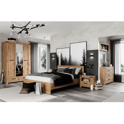 Manželská postel, 160x200, dub wotan, MORATIZ