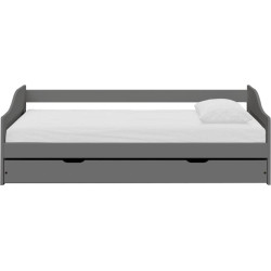 Postel s výsuvnou přistýlkou, 90x200, šedá, masiv, LAURA NEW