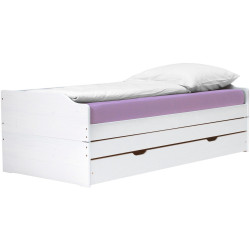 Dřevěná postel 90x200 FLOPY bílá s přistýlkami