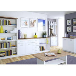 Skříň se zrcadlem 2D1S/60, bíla/dub sonoma, TOPTY TYP 37