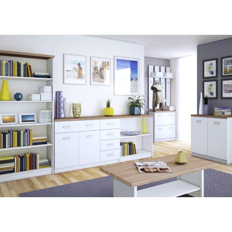 Skříň se zrcadlem 2D1S/60, bíla/dub sonoma, TOPTY TYP 37