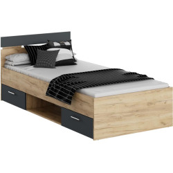 Postel MICHIGAN NEW 90x200 dub artisan grafit s úložným prostorem