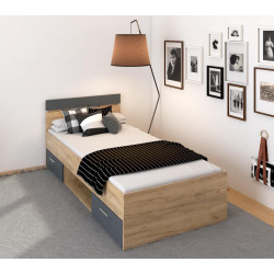 Postel MICHIGAN NEW 90x200 dub artisan grafit s úložným prostorem