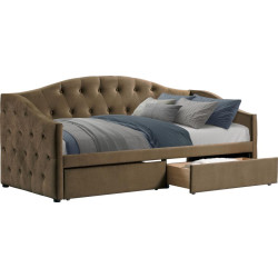 Elegantní postel ZASKA 90×200 hnědá Velvet se 2 šuplíky