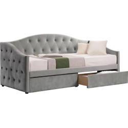Jednolůžková postel ZASKA 90×200, šedá Velvet se 2 šuplíky