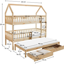 Montessori patrová postel s přistýlkou VENITA TYP 1 90x200