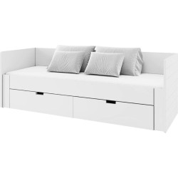 Rozkládací postel ANTONY 90/180x200, bílá, s úložnými šuplíky