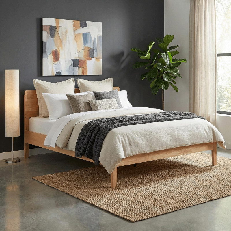 Manželská postel NOEMI 160x200 masivní dřevo přírodní