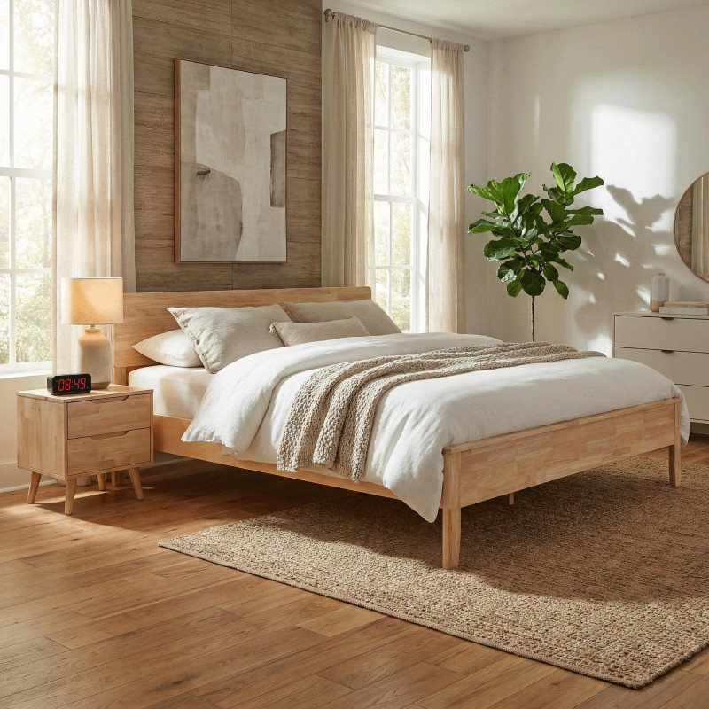 Manželská postel NOEMI 160x200 masivní dřevo přírodní