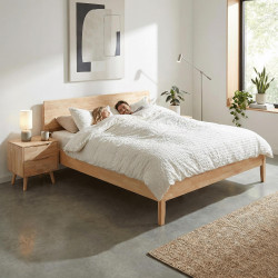 Manželská postel NOEMI 160x200 masivní dřevo přírodní