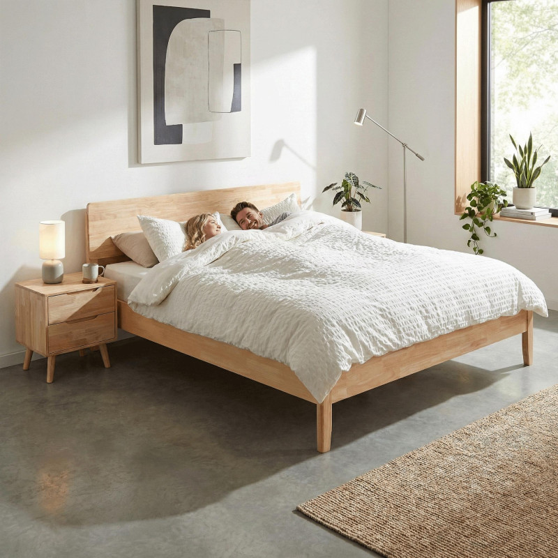 Manželská postel NOEMI 160x200 masivní dřevo přírodní