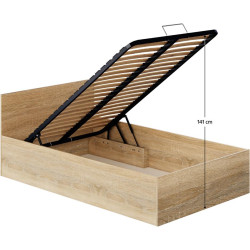 Postel 120x200 s kovovým roštem a úložným prostorem, dub sonoma, DOLI