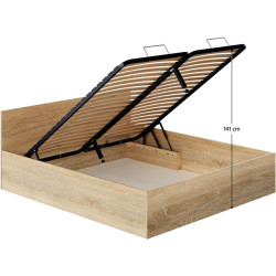 Postel 180x200 s kovovým roštem a úložným prostorem, dub sonoma, DOLI