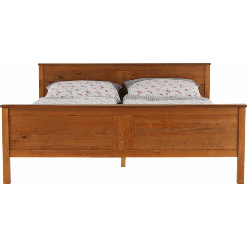 Postel, borovicové dřevo v odstínu dub, 180x200, PROVO NEW