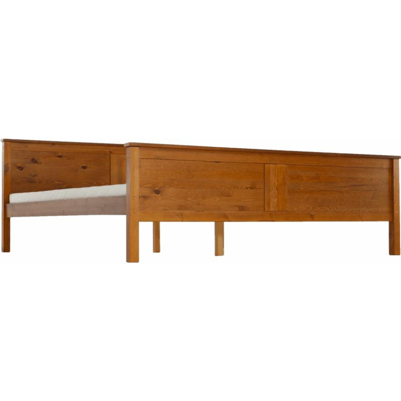 Postel, borovicové dřevo v odstínu dub, 180x200, PROVO NEW