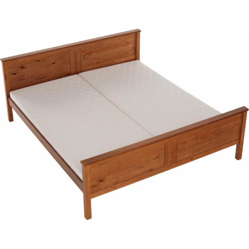 Postel, borovicové dřevo v odstínu dub, 180x200, PROVO NEW