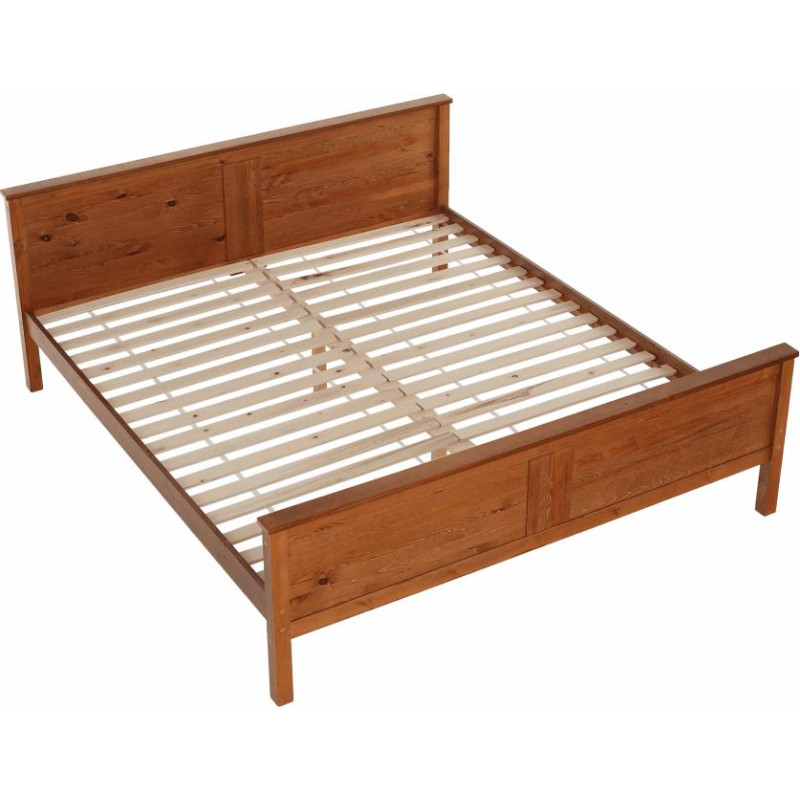 Postel, borovicové dřevo v odstínu dub, 180x200, PROVO NEW