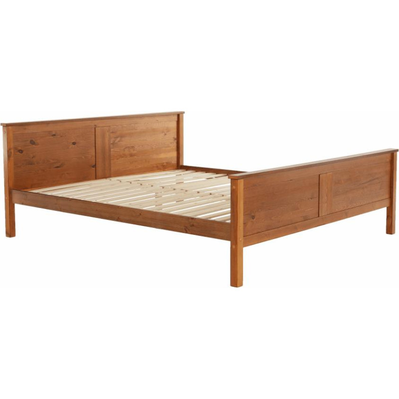 Postel, borovicové dřevo v odstínu dub, 180x200, PROVO NEW