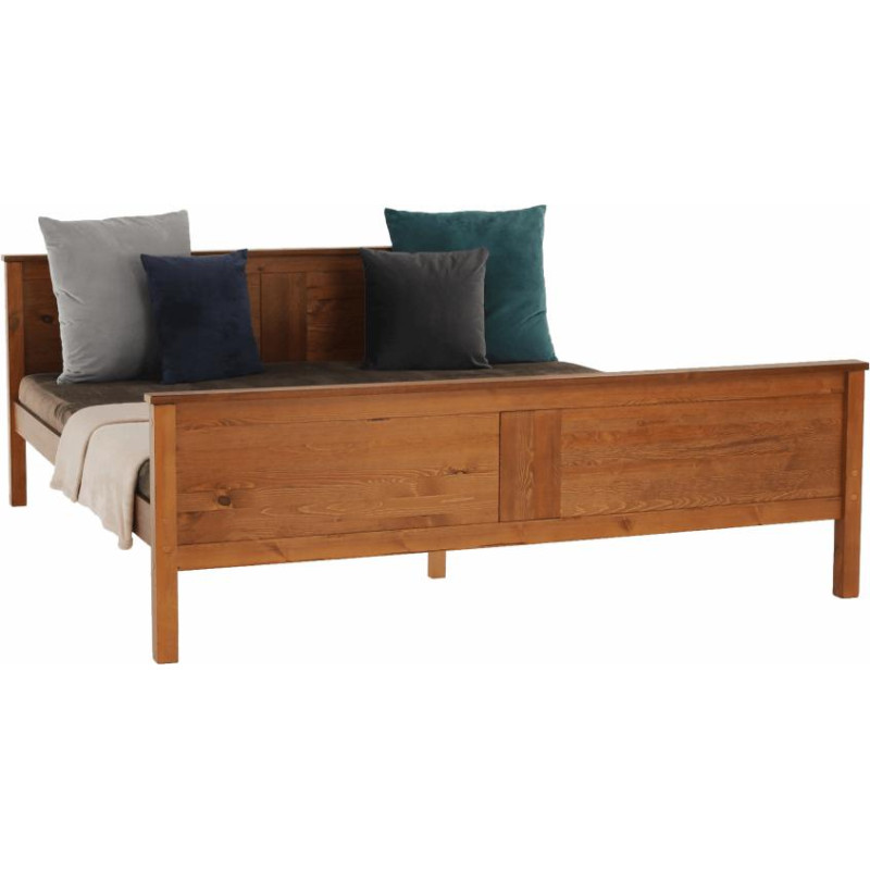 Postel, borovicové dřevo v odstínu dub, 180x200, PROVO NEW