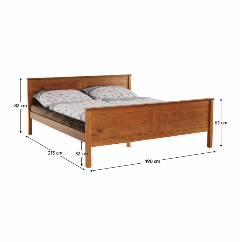 Postel, borovicové dřevo v odstínu dub, 180x200, PROVO NEW