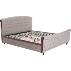 Postel s roštem, 180x200, šedohnědá Taupe Velvet látka, BARETO