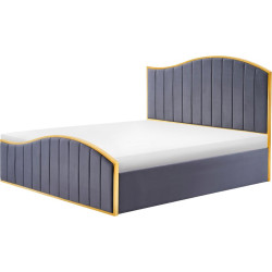 Postel s roštem, 160x200, tmavě šedá Velvet látka/gold chrom zlatá, GEORGIA