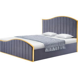 Čalouněná postel GEORGIA 180x200 šedá velvet zlaté prvky