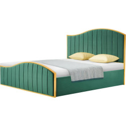 Čalouněná postel GEORGIA 160x200 zelená velvet zlaté prvky