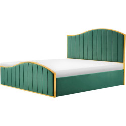 Postel s roštem, 160x200, zelená Velvet látka/gold chrom zlatá, GEORGIA