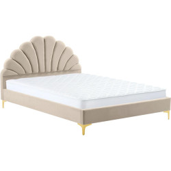 Postel s roštem, 160x200, béžová Velvet látka, ISADORA