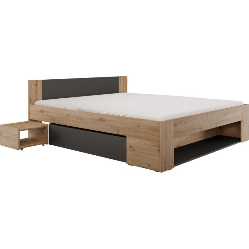Postel UNIS 180x200 dub artisan antracit s úložným prostorem