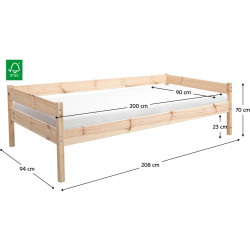 Dřevěná postel BENY 90x200 smrk s roštem