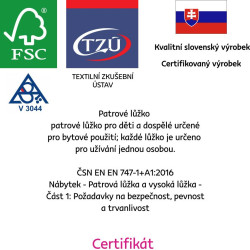 Patrová postel se zábranou, 90x200, smrk, BENY